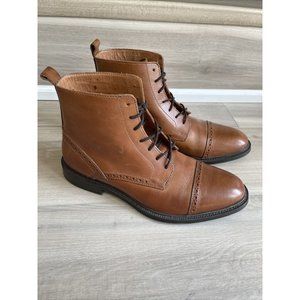 Stafford 014-1235 Gunner‎ Cap Toe Men's Brown Leather Ankle Dress Boots Size 8